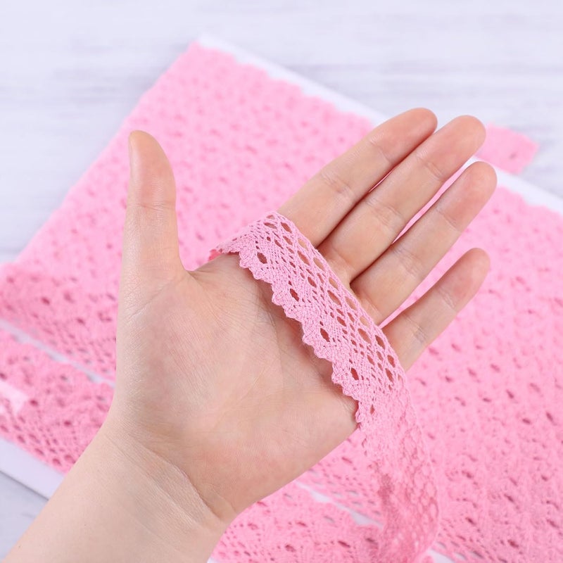 DYSHIPEN 20 Yards x 1 Inch Lace Ribbon Vintage Lace Trim Crochet Cotton Lace Edge for Christmas Package DIY Sewing Wedding Bridal Dress,Costume,Crafts and Sewing (Pink) - Image 4